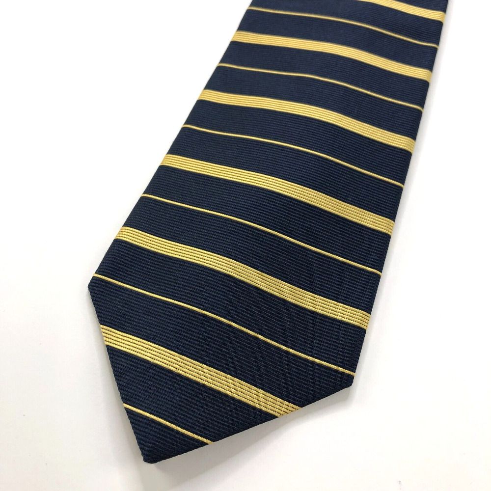 Brooks Brothers Makers All Silk Neck Tie Men’s Striped Blue Yellow 3.5-in/57-in